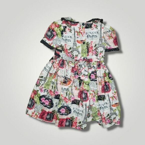 Toddler Handmade Paris themed Embroidered flowy Boho Style 3t - Picture 6 of 10